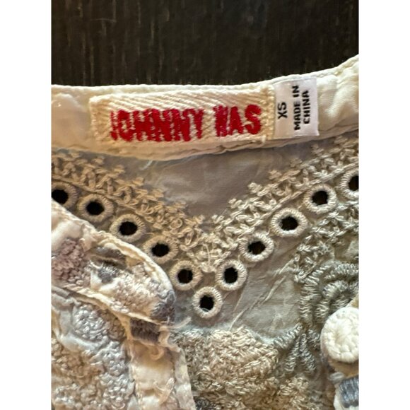 Johnny Was Fletcher Embroidered Flowy Crinkle Cupra Rayon Tunic Top Size XS - Picture 3 of 7